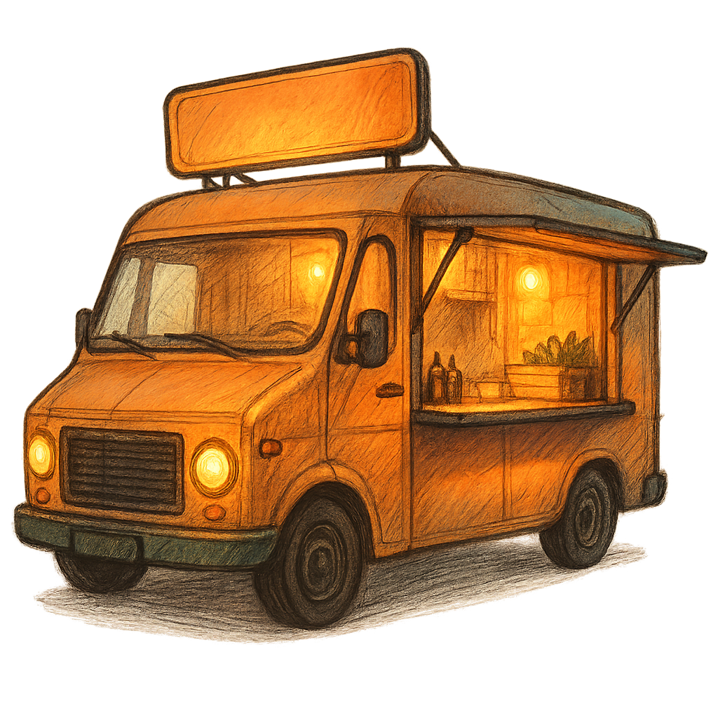 Illustration of a food truck ready for its next booking